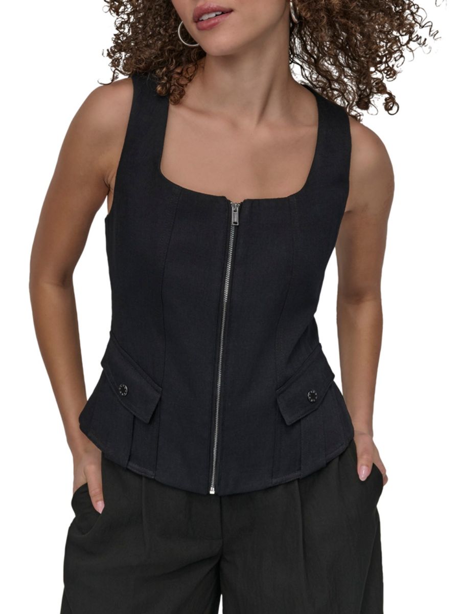 Верхняя часть жилета с застежкой-молнией спереди DKNY, черный
Верхняя часть жилета с застежкой-молнией спереди DKNY, черный