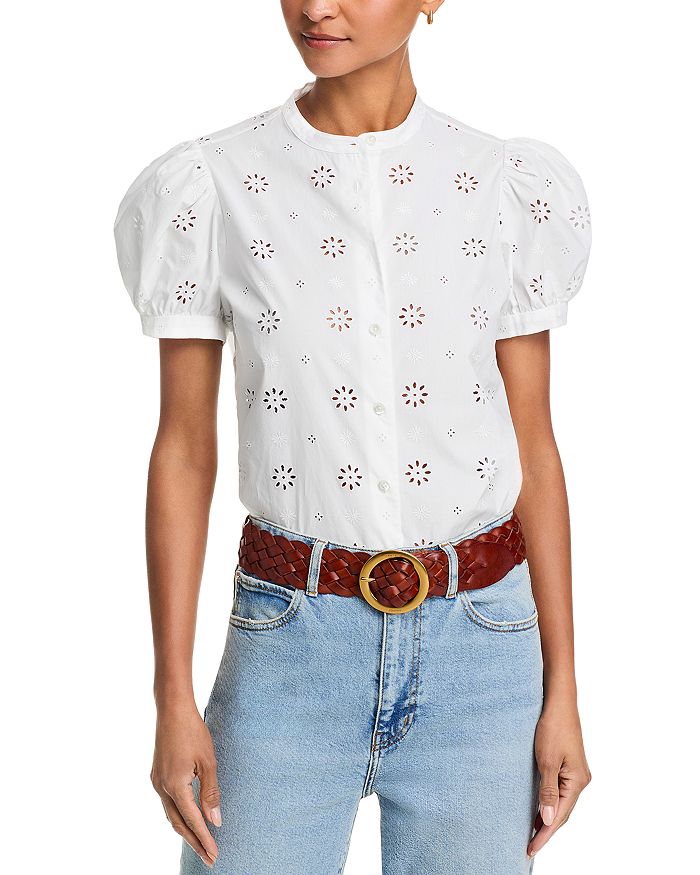 Топ с кружевной сборкой Eyelet FRAME, белый 
Топ с кружевной сборкой Eyelet FRAME, белый