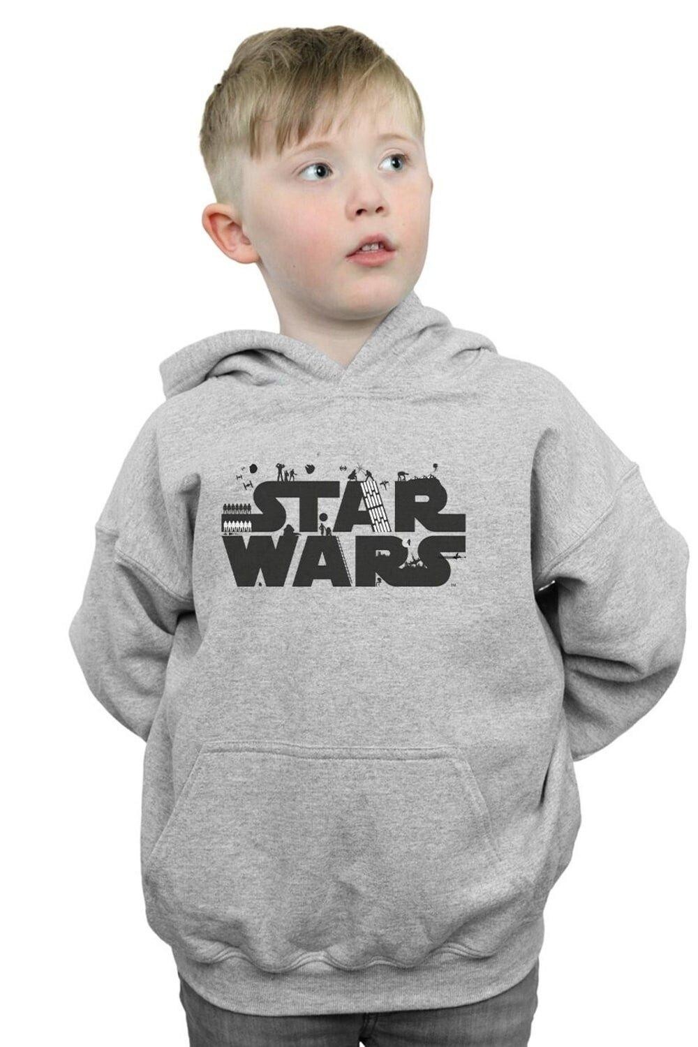 Минималистичная толстовка с логотипом Star Wars, серый 
Минималистичная толстовка с логотипом Star Wars, серый