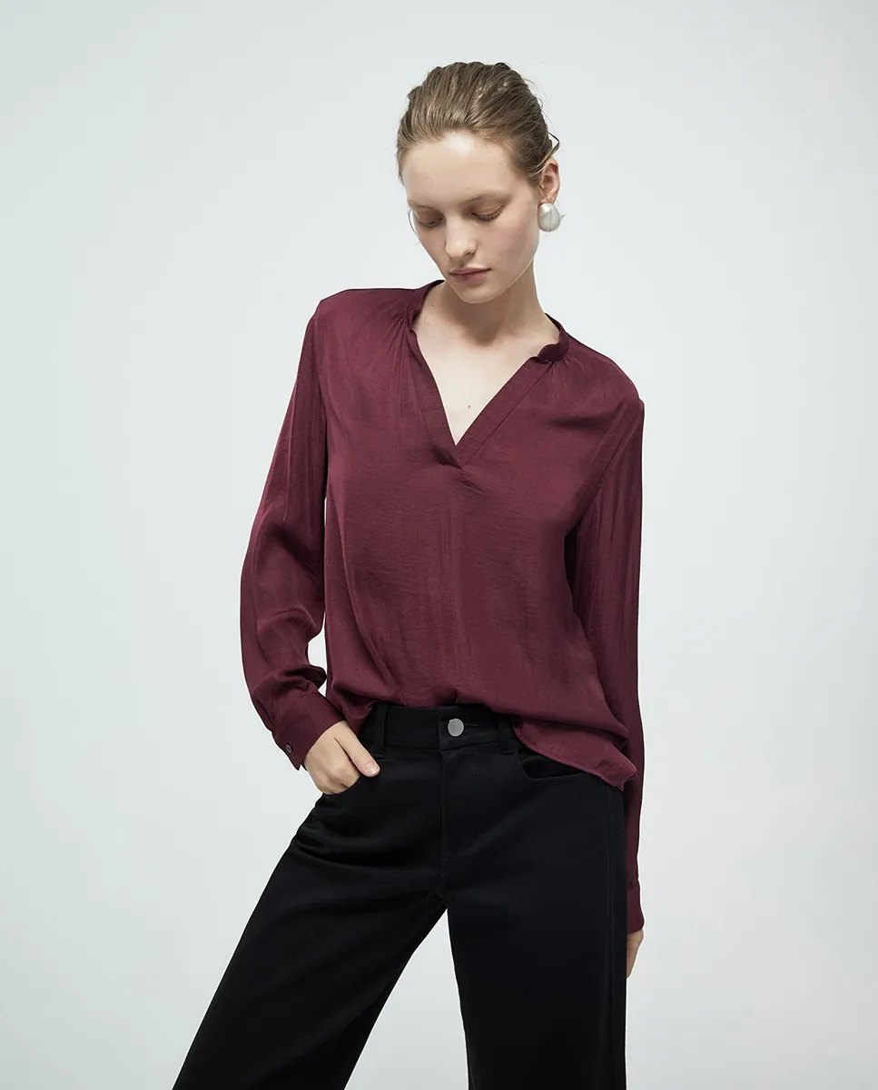 Свободная блузка однотонная Sfera, бордовый
Свободная блузка однотонная Sfera, бордовый