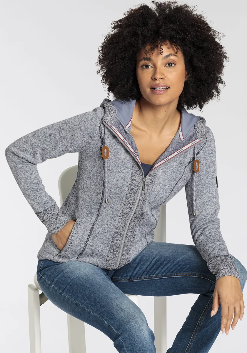 Толстовка KangaROOS с капюшоном из мягкого флиса в двухцветном исполнении, синий