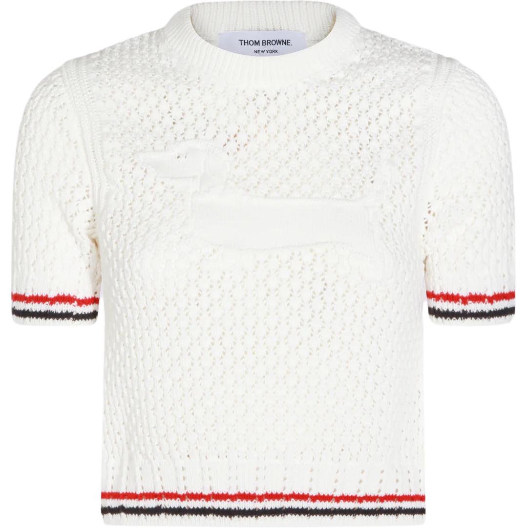 Кардиган с короткими рукавами и заостренным вырезом THOM BROWNE, белый
Кардиган с короткими рукавами и заостренным вырезом THOM BROWNE, белый