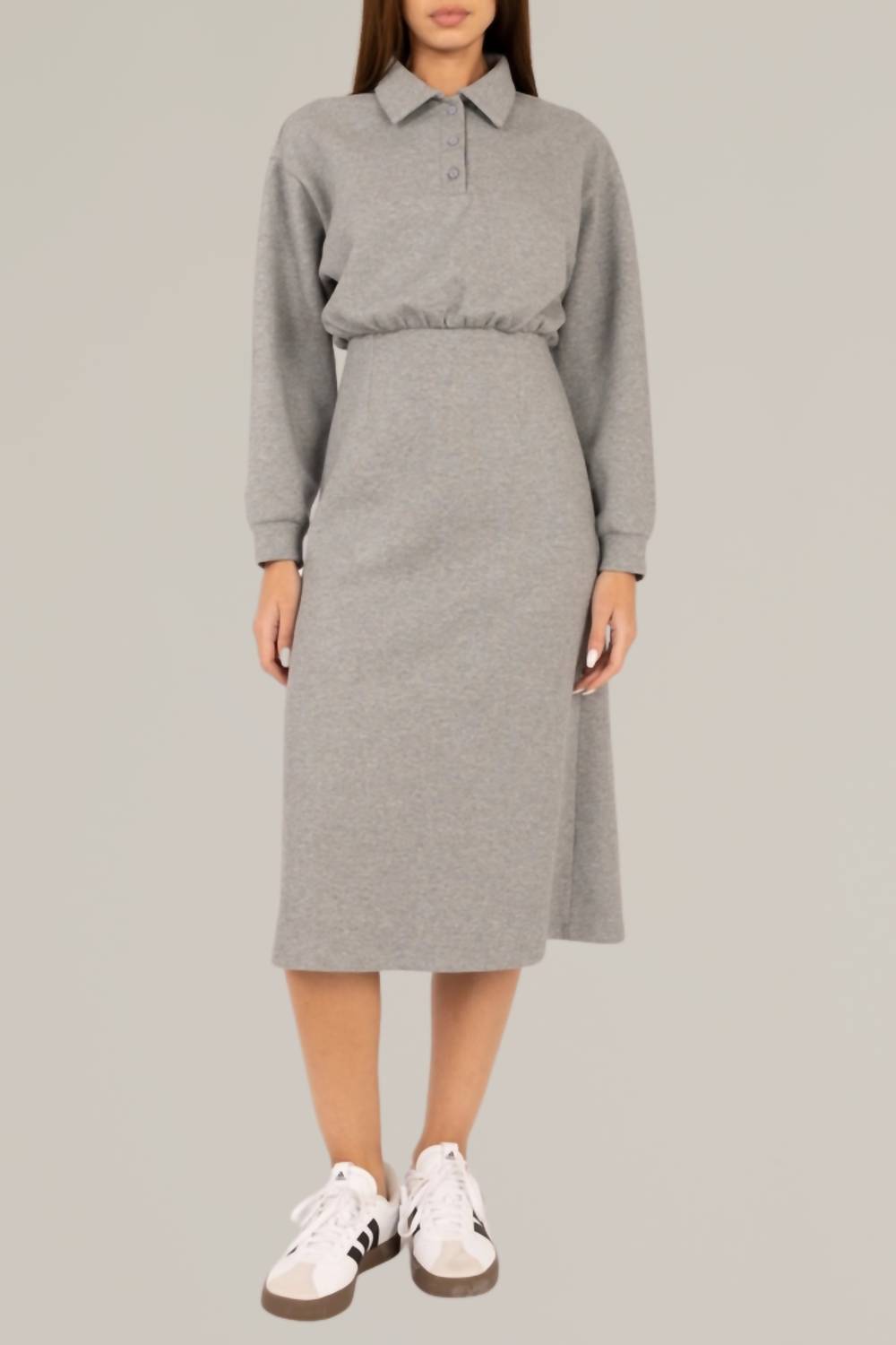 Платье-свитшот миди в цвете «меланжевый серый» Elle Grey
Платье-свитшот миди в цвете «меланжевый серый» Elle Grey