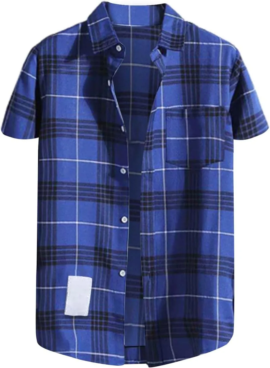 Мужская рубашка на пуговицах Casual Plaid с карманом, легкая летняя с коротким рукавом HJINGSUN
Мужская рубашка на пуговицах Casual Plaid с карманом, легкая летняя с коротким рукавом HJINGSUN