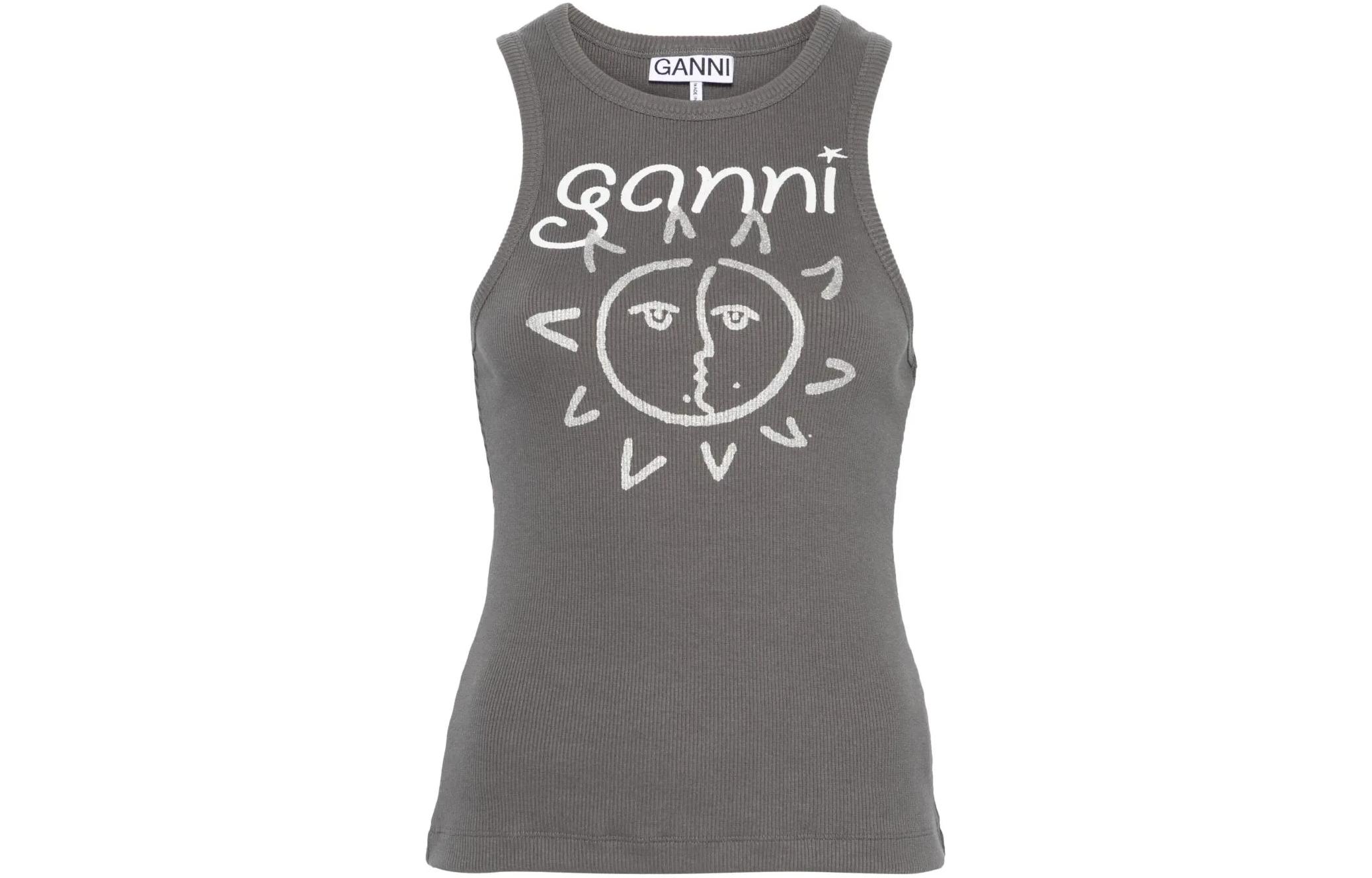 Рибленый топ Sun print GANNI, серый
Рибленый топ Sun print GANNI, серый