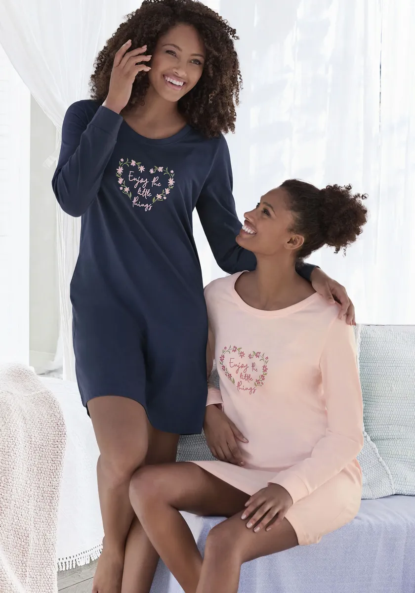 Ночная рубашка Vivance Dreams (2 шт.) с цветочным принтом в двойной упаковке, синий
Ночная рубашка Vivance Dreams (2 шт.) с цветочным принтом в двойной упаковке, синий