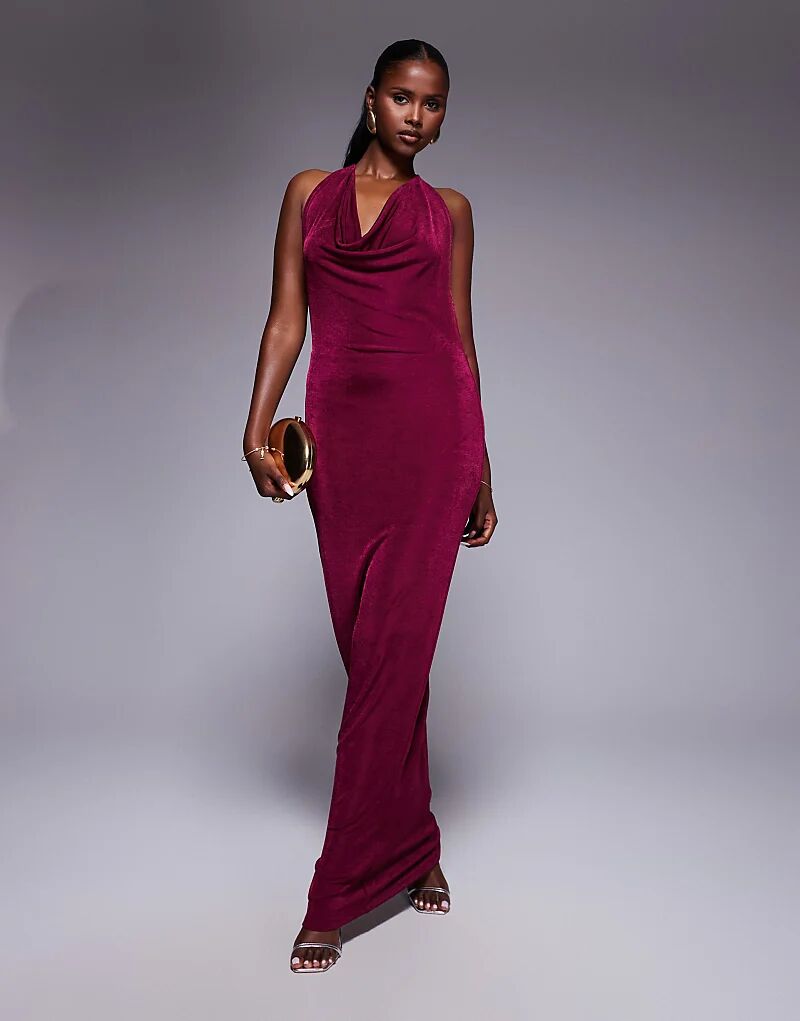 Двухслойное облегающее платье макси Aria Cove с глубоким воротником-хомутом и завязками на спине в ягодном цвете
Двухслойное облегающее платье макси Aria Cove с глубоким воротником-хомутом и завязками на спине в ягодном цвете