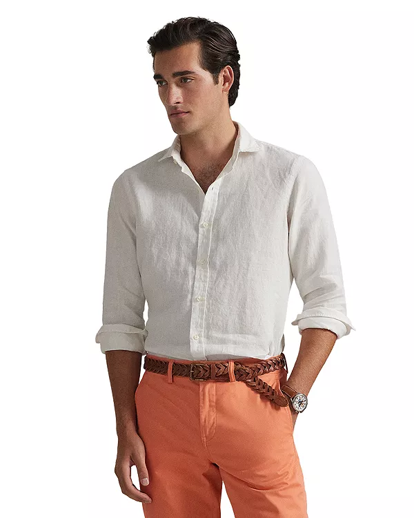 Классическая рубашка из льняной ткани с неоднородной текстурой. Polo Ralph Lauren, белый
Классическая рубашка из льняной ткани с неоднородной текстурой. Polo Ralph Lauren, белый