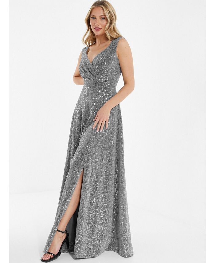 Женское вечернее платье с v-образным вырезом и пайетками QUIZ, серебро
Женское вечернее платье с v-образным вырезом и пайетками QUIZ, серебро