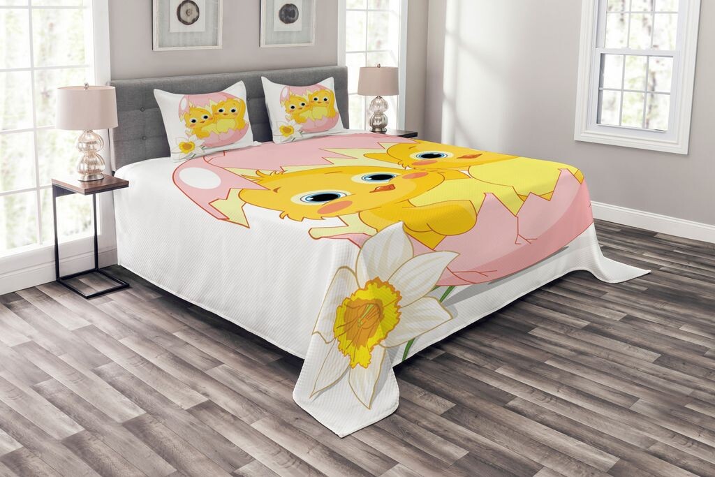 ABAKUHAUS Пасхальное покрывало, Daffodil Chicks Cracked Egg, комплект с моющимися наволочками, для односпальных кроватей 220 x 220 см, розовый и желтый
ABAKUHAUS Пасхальное покрывало, Daffodil Chicks Cracked Egg, комплект с моющимися наволочками, для односпальных кроватей 220 x 220 см, розовый и желтый