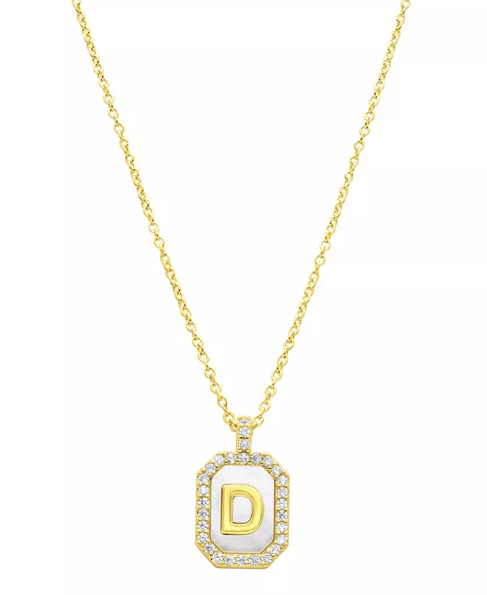 Ожерелье с инициалами из белого перламутра, покрытого 14-каратным золотом ADORNIA, белый