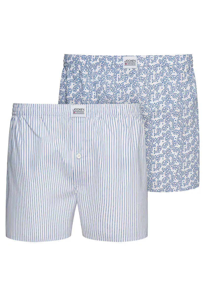 Набор из двух мужских трикотажных боксеров с принтом и пуговицами Jockey, белый
Набор из двух мужских трикотажных боксеров с принтом и пуговицами Jockey, белый