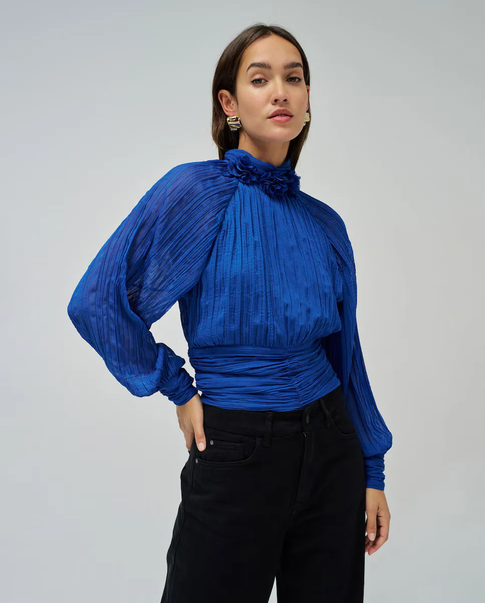 Женская плиссированная блуза с цветочным воротником Salsa Jeans, синий
Женская плиссированная блуза с цветочным воротником Salsa Jeans, синий