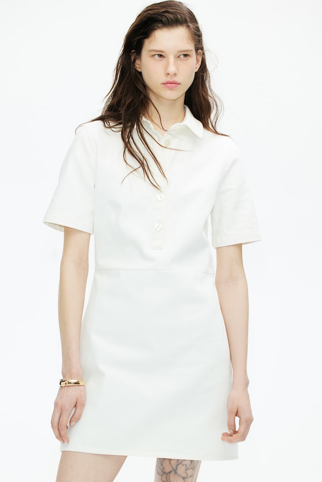 Джинсовое платье с воротником H&M, белый
Джинсовое платье с воротником H&M, белый