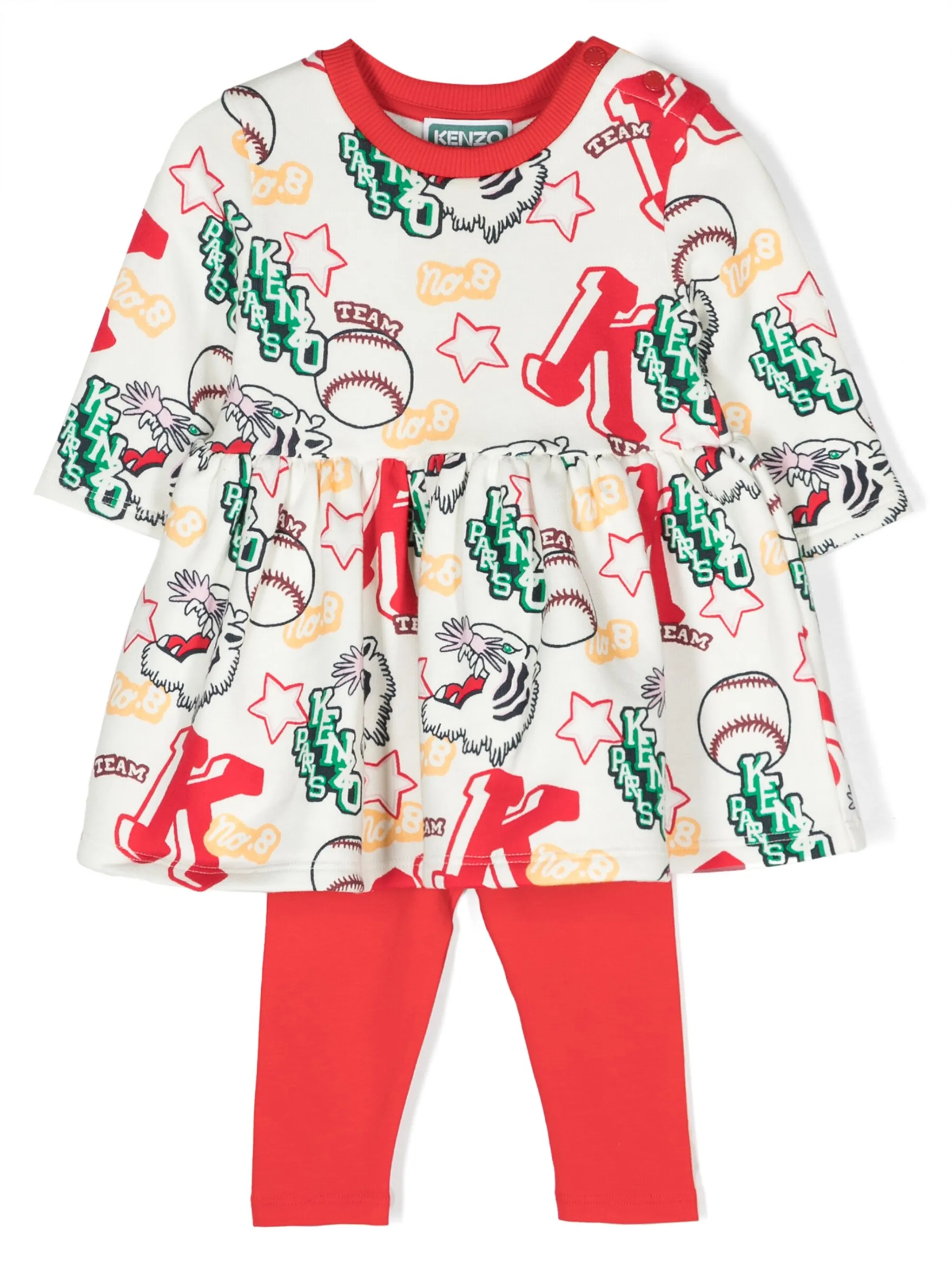 Комплект из платья и брюк с принтом и логотипом Kenzo Kids, нейтральный
Комплект из платья и брюк с принтом и логотипом Kenzo Kids, нейтральный