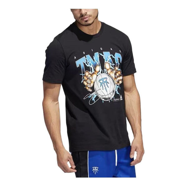 Футболка Men's adidas Alphabet Basketball Printing Round Neck Pullover Sports Short Sleeve Maddie Black T-Shirt, мультиколор 
Футболка Men's adidas Alphabet Basketball Printing Round Neck Pullover Sports Short Sleeve Maddie Black T-Shirt, мультиколор