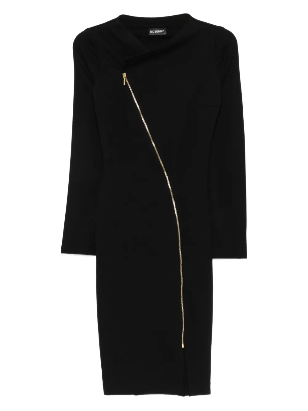 Платье миди «Челси» с асимметричной застежкой-молнией ROSERRY, черный 
Платье миди «Челси» с асимметричной застежкой-молнией ROSERRY, черный