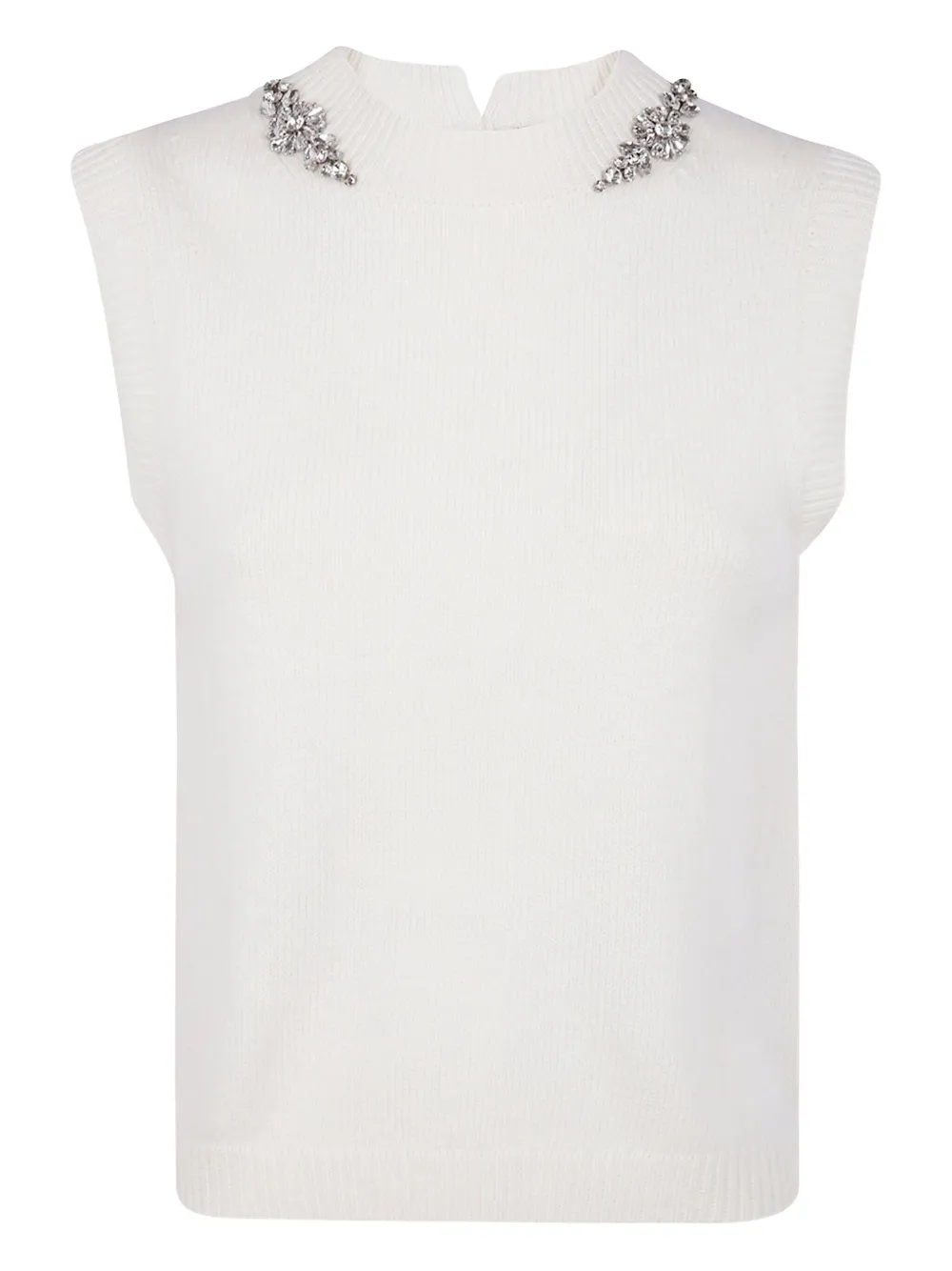 Топ без рукавов, украшенный кристаллами Semicouture, белый 
Топ без рукавов, украшенный кристаллами Semicouture, белый