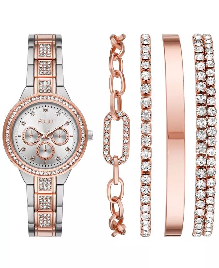 Женские двухцветные часы из сплава с тремя стрелками, подарочный набор 34 мм Folio
Женские двухцветные часы из сплава с тремя стрелками, подарочный набор 34 мм Folio