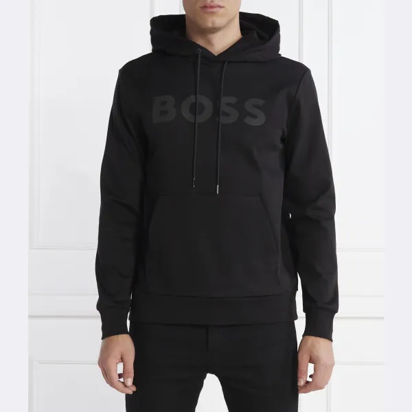 Мягкая зеркальная толстовка стандартного кроя Boss, черный 
Мягкая зеркальная толстовка стандартного кроя Boss, черный