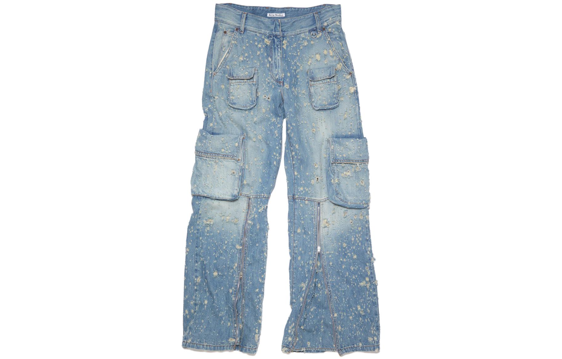 Потертые карго джинсы Acne Studios, светло-голубой
Потертые карго джинсы Acne Studios, светло-голубой