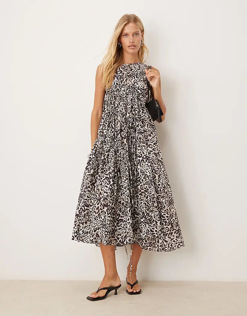 Платье мидакси Ghospell с леопардовым принтом и завязками
Платье мидакси Ghospell с леопардовым принтом и завязками