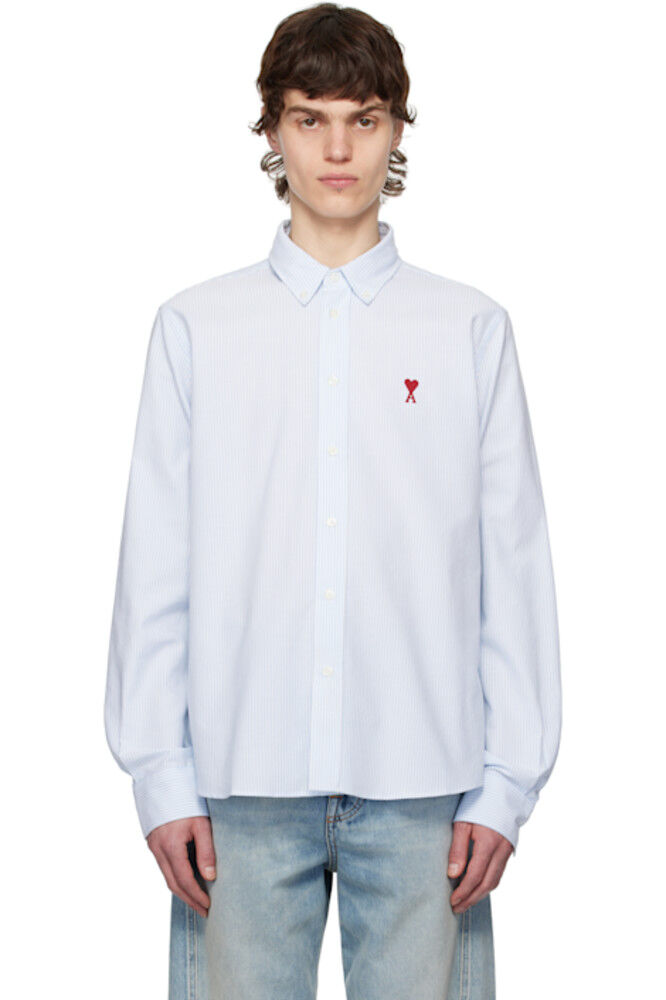 Бело-синяя хлопковая рубашка на пуговицах Ami de Coeur AMI Paris
Бело-синяя хлопковая рубашка на пуговицах Ami de Coeur AMI Paris