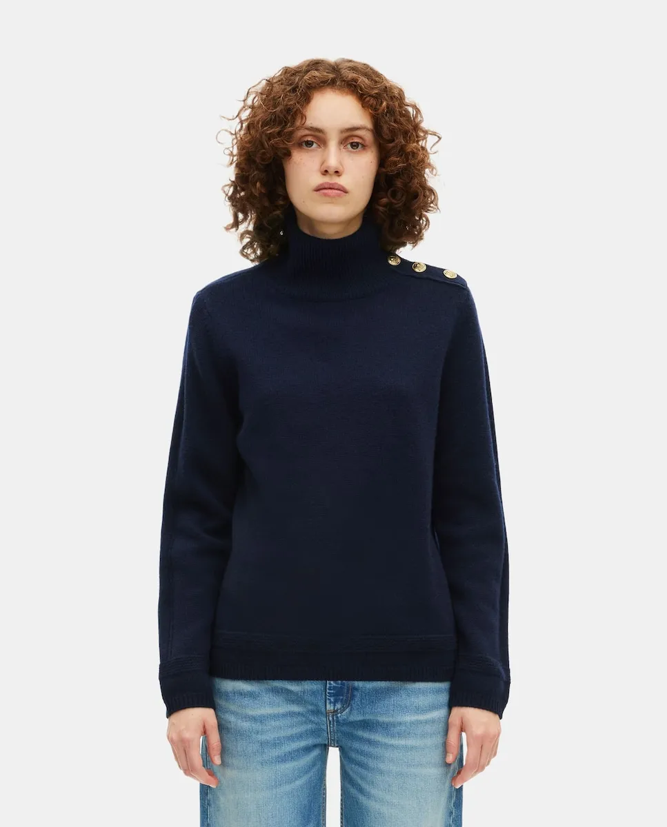 Свитер из шерсти с высоким воротником The Kooples, темно-синий
Свитер из шерсти с высоким воротником The Kooples, темно-синий