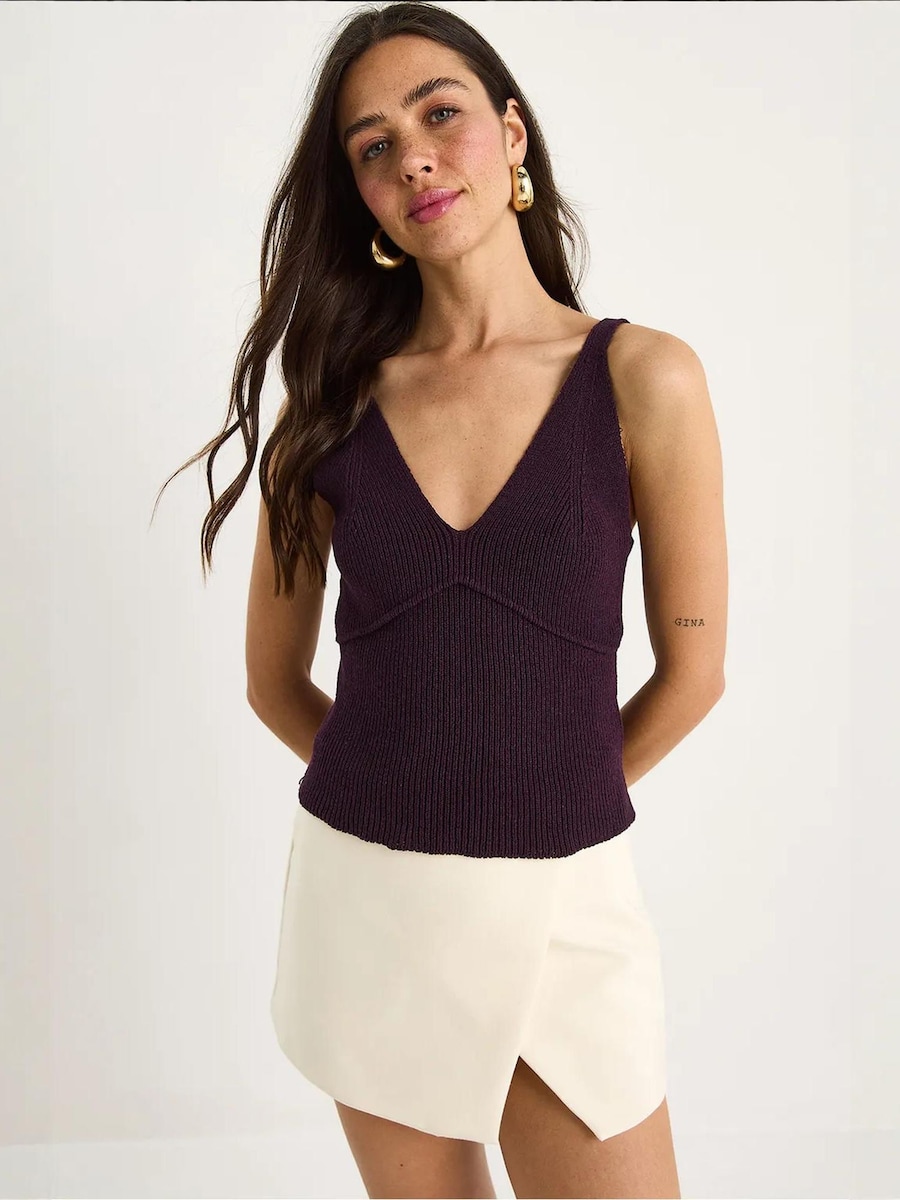 Вязаный топ Bianco Lucci, баклажановый
Вязаный топ Bianco Lucci, баклажановый