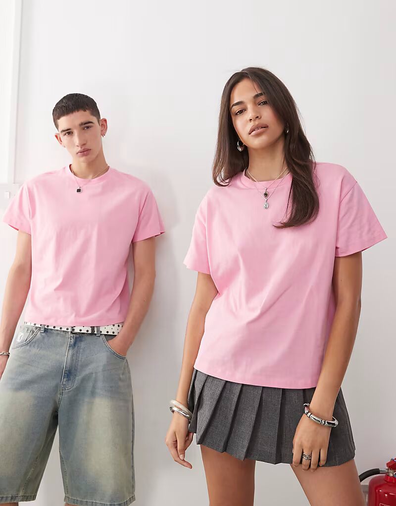 Reclaimed Vintage унисекс облегающая укороченная свободная футболка розового цвета
Reclaimed Vintage унисекс облегающая укороченная свободная футболка розового цвета