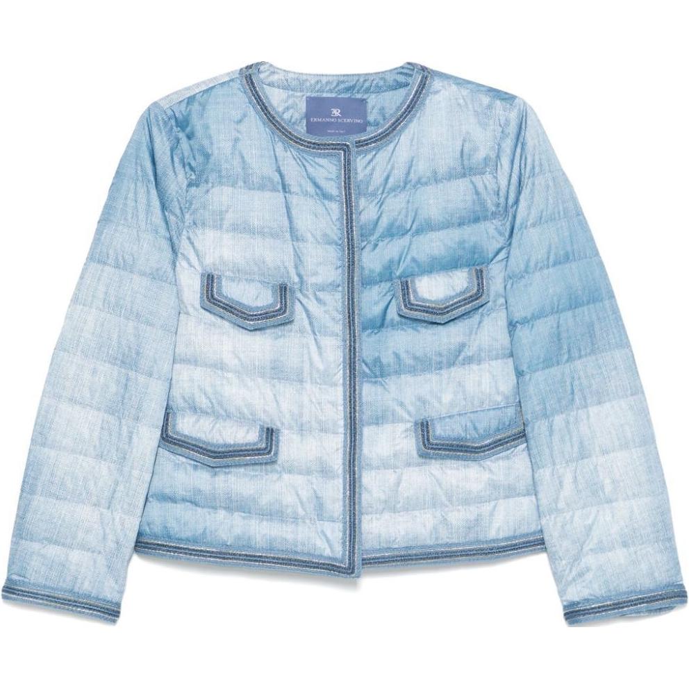 ERMANNO SCERVINO Облегчённая пуховая куртка с круглым воротом, Blue 
ERMANNO SCERVINO Облегчённая пуховая куртка с круглым воротом, Blue