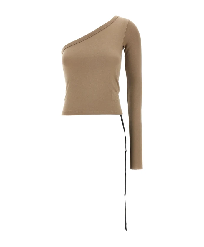Бежевая футболка с одним открытым плечом и длинными рукавами Rick Owens, бежевый
Бежевая футболка с одним открытым плечом и длинными рукавами Rick Owens, бежевый