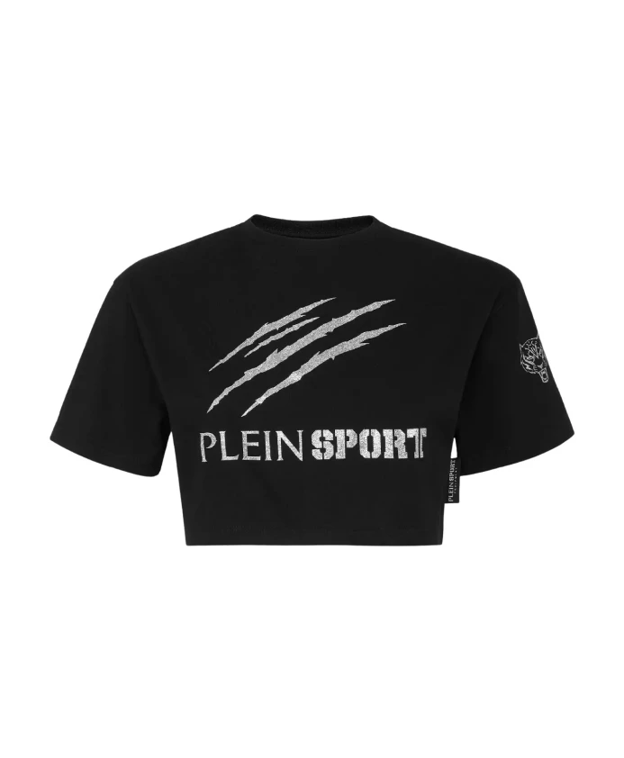Черный короткий топ с логотипом Plein Sport, черный
Черный короткий топ с логотипом Plein Sport, черный