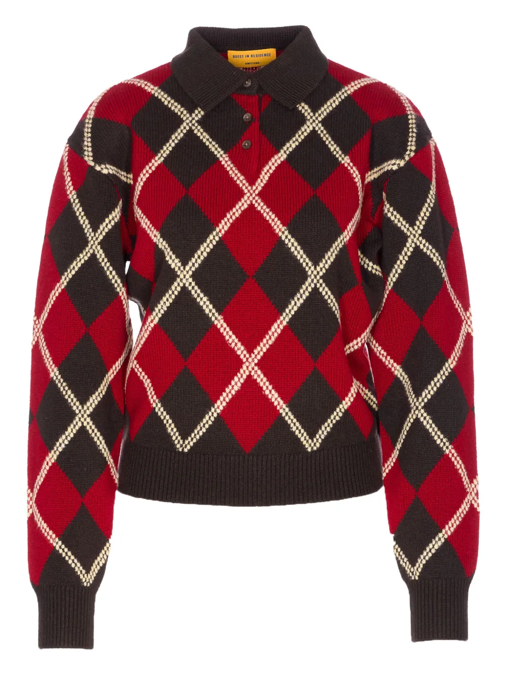 Поло-свитер с ромбовидным узором Guest In Residence, коричневый
Поло-свитер с ромбовидным узором Guest In Residence, коричневый