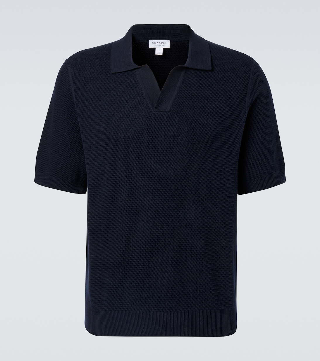 Хлопковая поло с вафельной вязкой Sunspel, темно-синий
Хлопковая поло с вафельной вязкой Sunspel, темно-синий