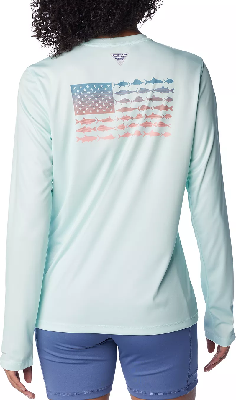 Женская рубашка с длинным рукавом Columbia Tidal PFG Fish Flag, цвет Icy Morn/Fish Flag Ombre
Женская рубашка с длинным рукавом Columbia Tidal PFG Fish Flag, цвет Icy Morn/Fish Flag Ombre