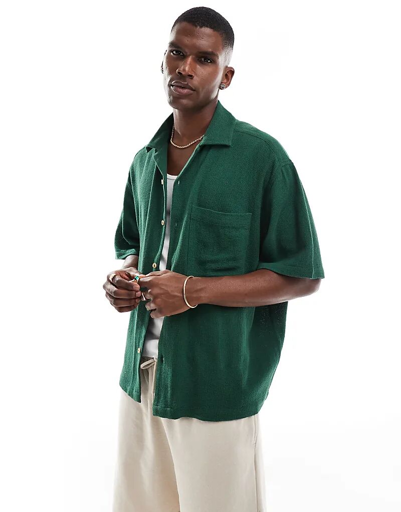 Рубашка свободного кроя ASOS DESIGN Revere Regular зеленого цвета 
Рубашка свободного кроя ASOS DESIGN Revere Regular зеленого цвета