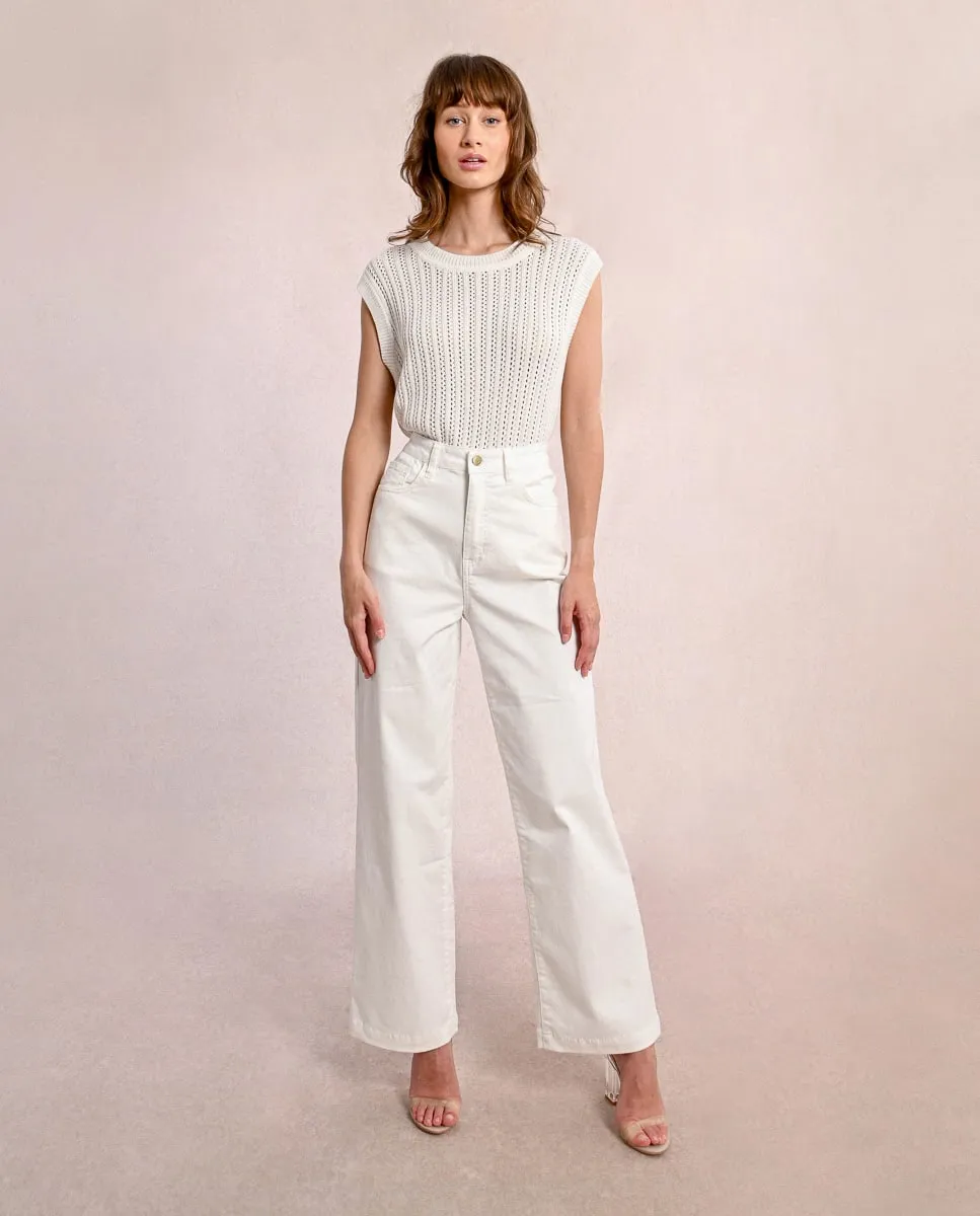 Женские расклешенные джинсы с высокой талией и пятью карманами Molly Bracken, белый 
Женские расклешенные джинсы с высокой талией и пятью карманами Molly Bracken, белый