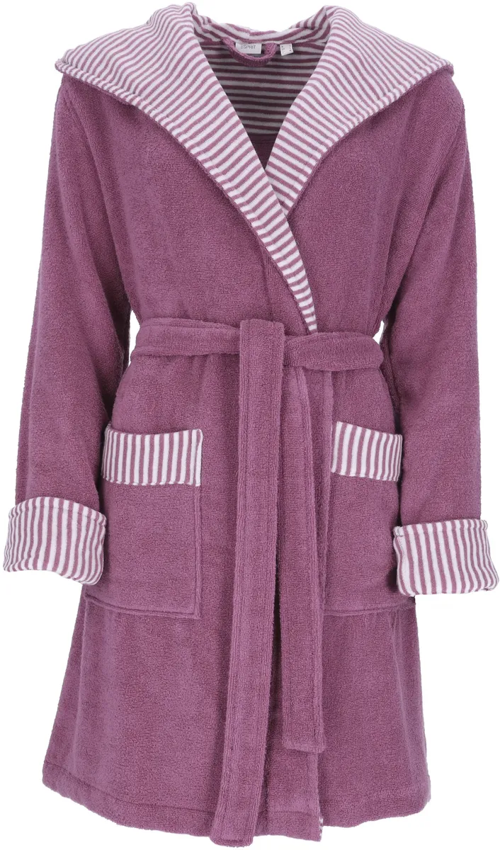 Халат женский Esprit "День" (1 шт., с поясом), с капюшоном, полосатыми акцентами и вышивкой логотипа, короткий, цвет Blackberry
Халат женский Esprit "День" (1 шт., с поясом), с капюшоном, полосатыми акцентами и вышивкой логотипа, короткий, цвет Blackberry