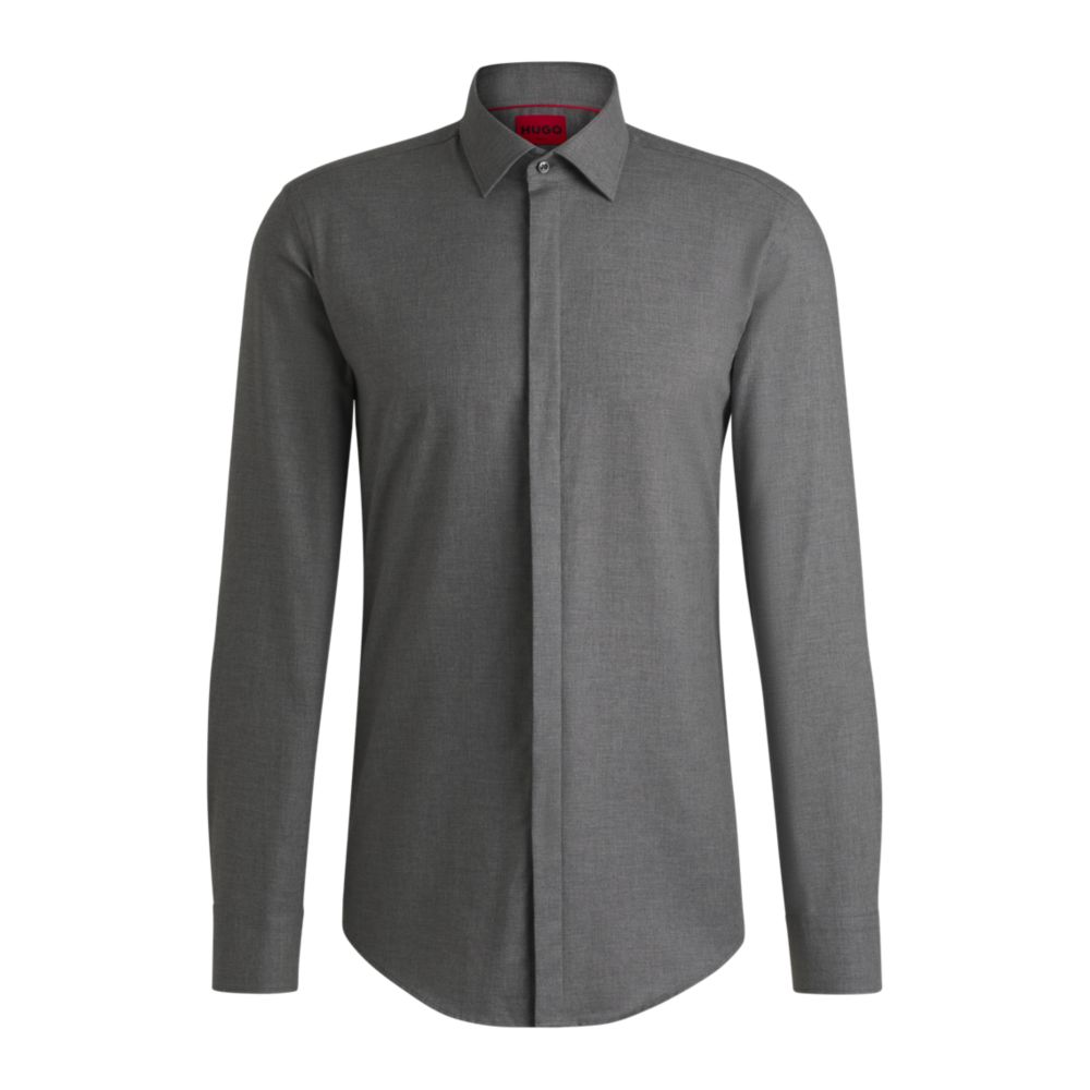 Рубашка облегающего кроя из меланжевого хлопка HUGO, светло-серый
Рубашка облегающего кроя из меланжевого хлопка HUGO, светло-серый