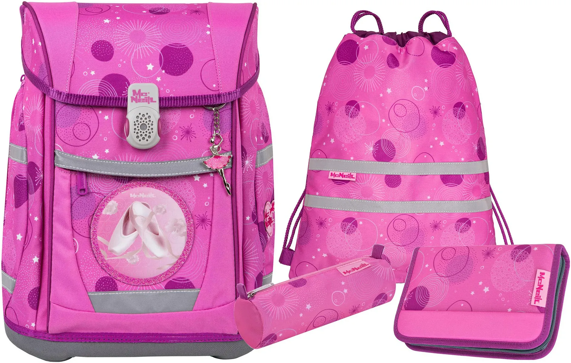 Школьная сумка McNeill "Tenero, Pinky", светоотражающие полосы на лямках, светоотражающие поверхности, включая пенал, спортивную сумку, рулончик для карандашей и магнит с мотивом, цвет Pinky
Школьная сумка McNeill "Tenero, Pinky", светоотражающие полосы на лямках, светоотражающие поверхности, включая пенал, спортивную сумку, рулончик для карандашей и магнит с мотивом, цвет Pinky