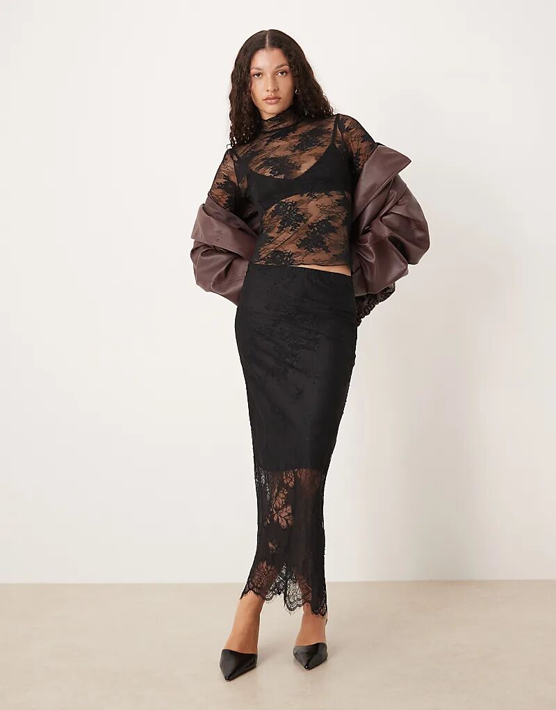 Юбка миди Gina Tricot с кружевной вставкой черного цвета
Юбка миди Gina Tricot с кружевной вставкой черного цвета