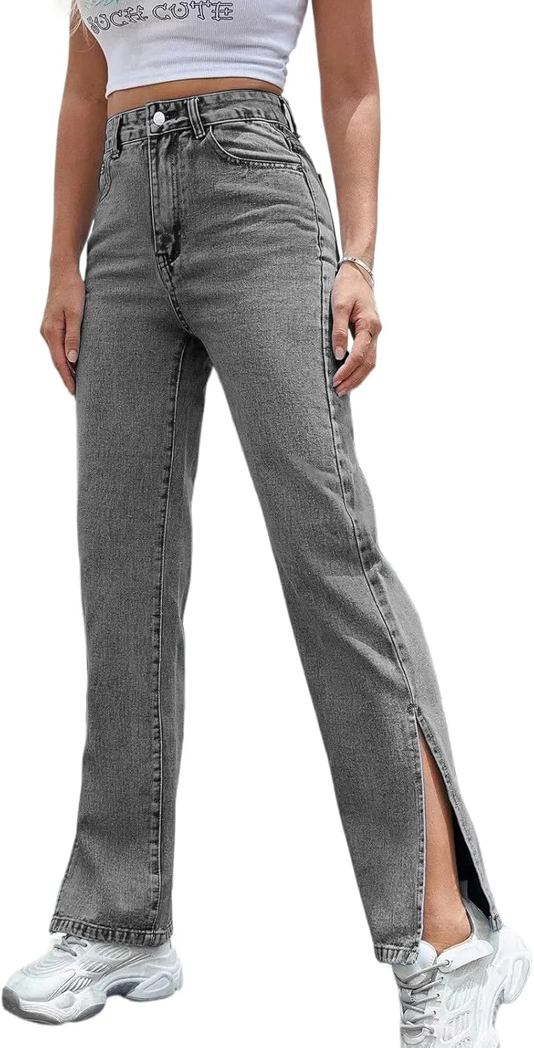 Прямые джинсы для женщин с разрезом по низу, классический расслабленный крой, высокая посадка, эластичные DvaeMalligo
Прямые джинсы для женщин с разрезом по низу, классический расслабленный крой, высокая посадка, эластичные DvaeMalligo