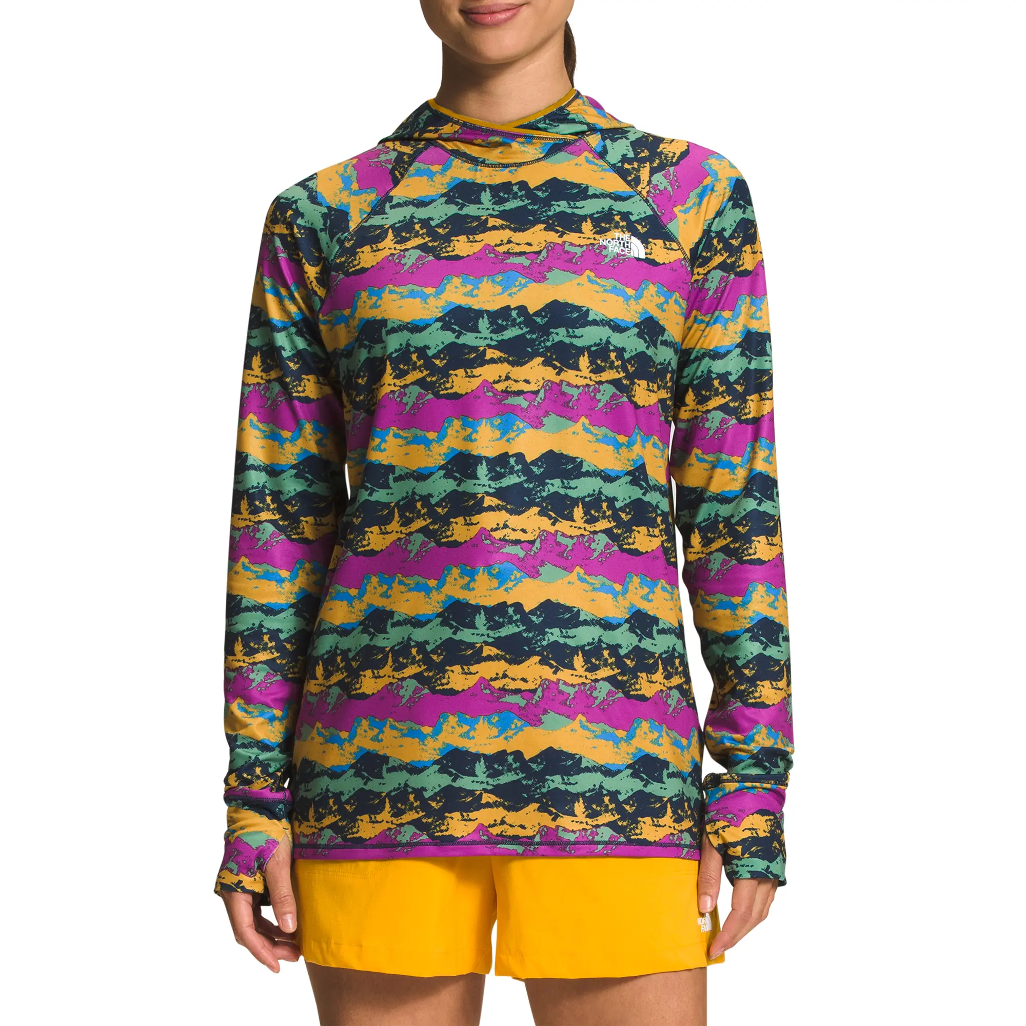 Женская рубашка с капюшоном для воды пятого класса The North Face, Arrowwood Yellow Mountain Panorama Class V Print
Женская рубашка с капюшоном для воды пятого класса The North Face, Arrowwood Yellow Mountain Panorama Class V Print