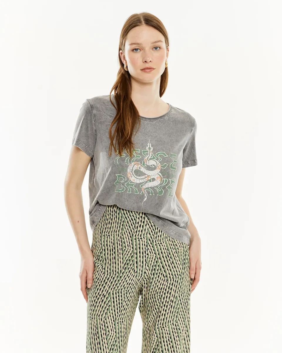 Женская футболка с эффектом потертости и принтом System Action, темно-серый
Женская футболка с эффектом потертости и принтом System Action, темно-серый