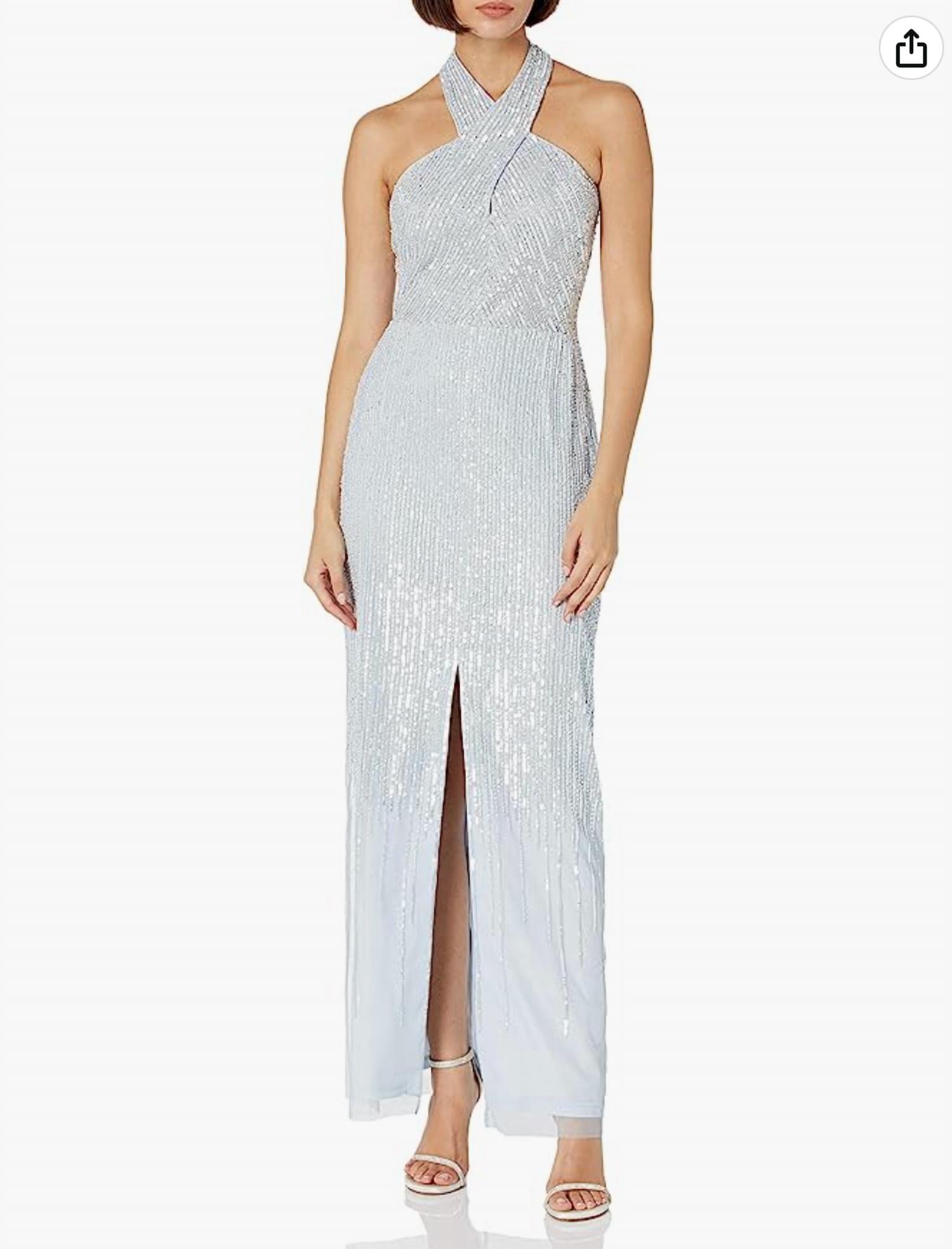 Платье-колонна с бретелью через шею, украшенное бисером, в цвете Glacier Adrianna Papell
Платье-колонна с бретелью через шею, украшенное бисером, в цвете Glacier Adrianna Papell