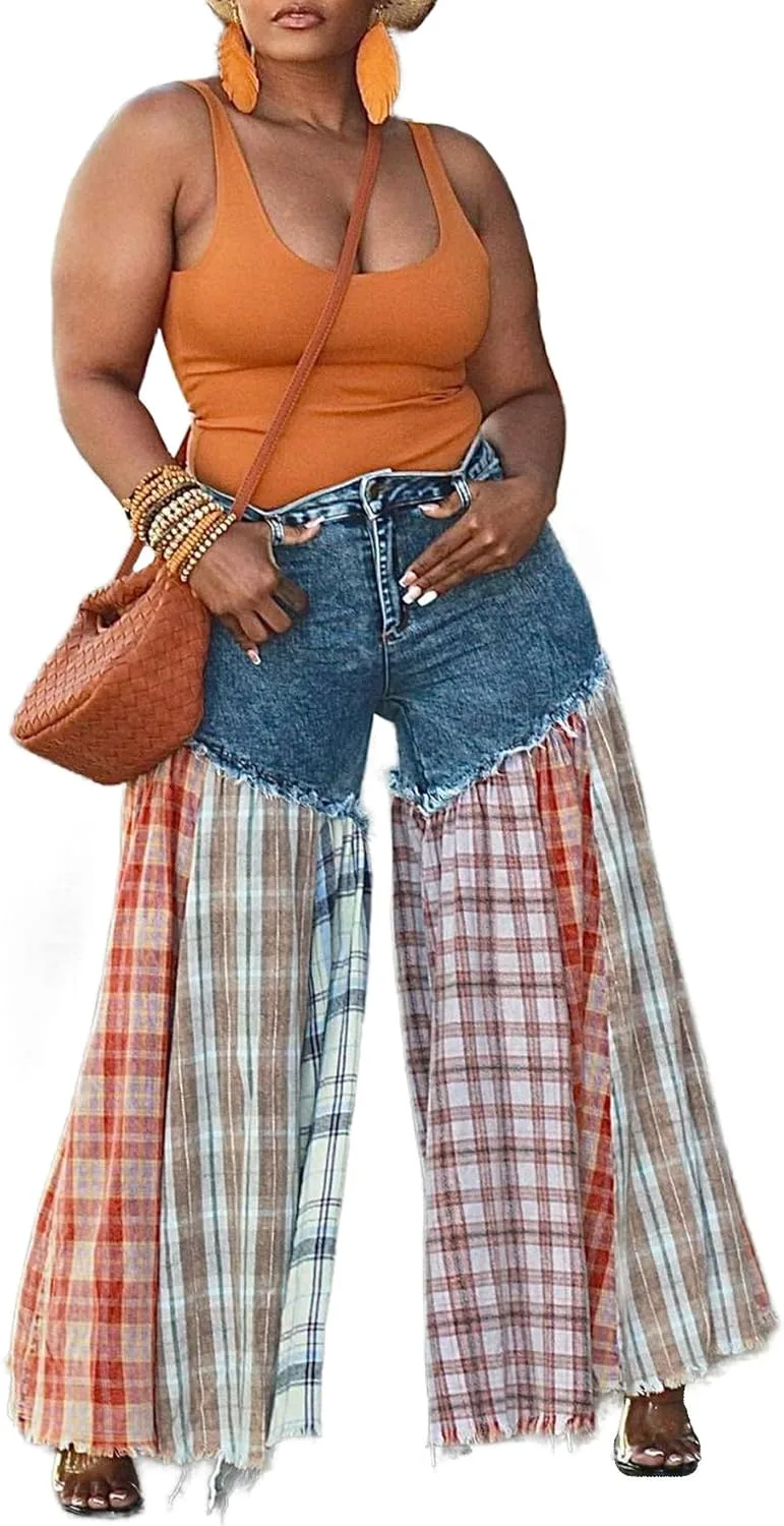 Женские джинсы с высокой талией в стиле пэчворк и полосками
Женские джинсы с высокой талией в стиле пэчворк и полосками