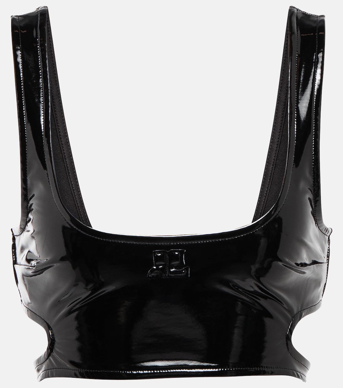 Укороченный топ из искусственной кожи с вырезом Courrèges, черный
Укороченный топ из искусственной кожи с вырезом Courrèges, черный