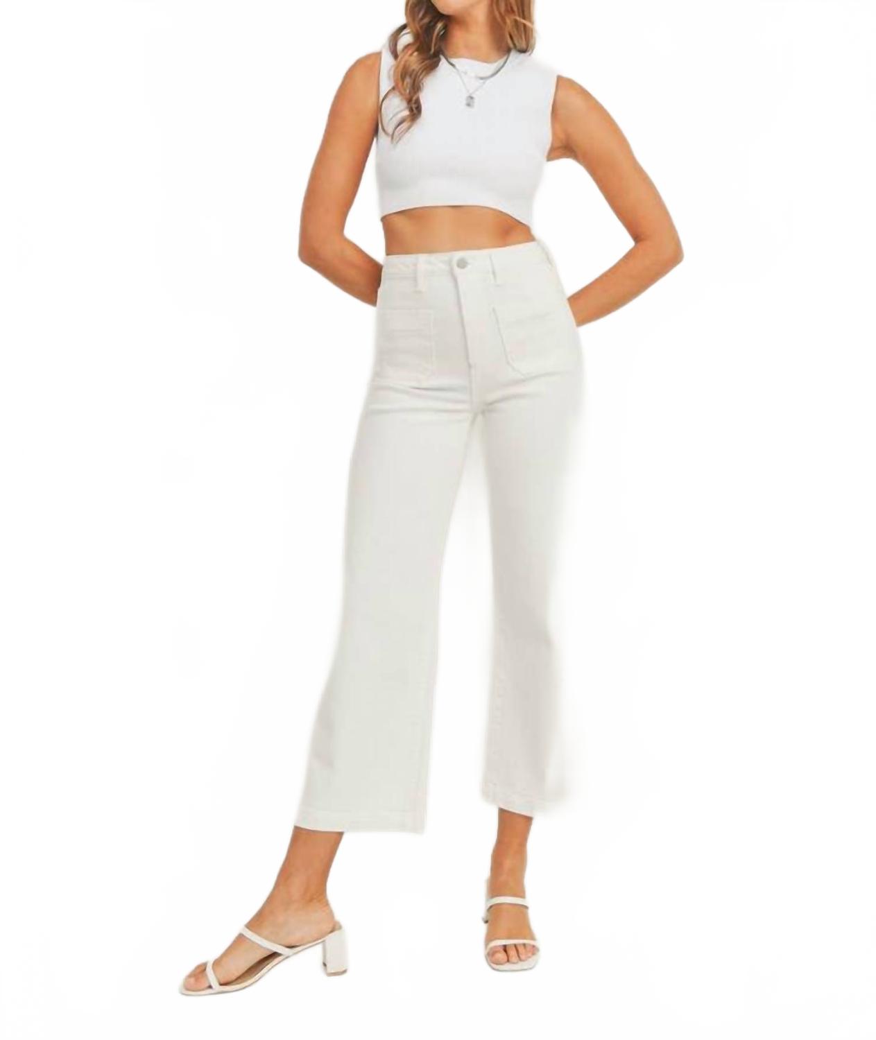 Высокие брюки с накладными карманами и широкими штанинами в цвете айвори JUST BLACK DENIM, кремовый
Высокие брюки с накладными карманами и широкими штанинами в цвете айвори JUST BLACK DENIM, кремовый