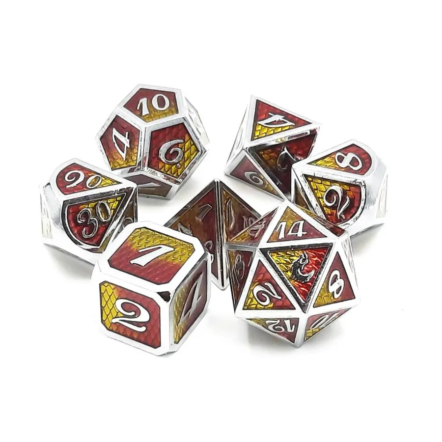 Полимерный набор «Чешуйка дракона» — желтый и красный (7), Metal Dice - Dragon Scale
Полимерный набор «Чешуйка дракона» — желтый и красный (7), Metal Dice - Dragon Scale